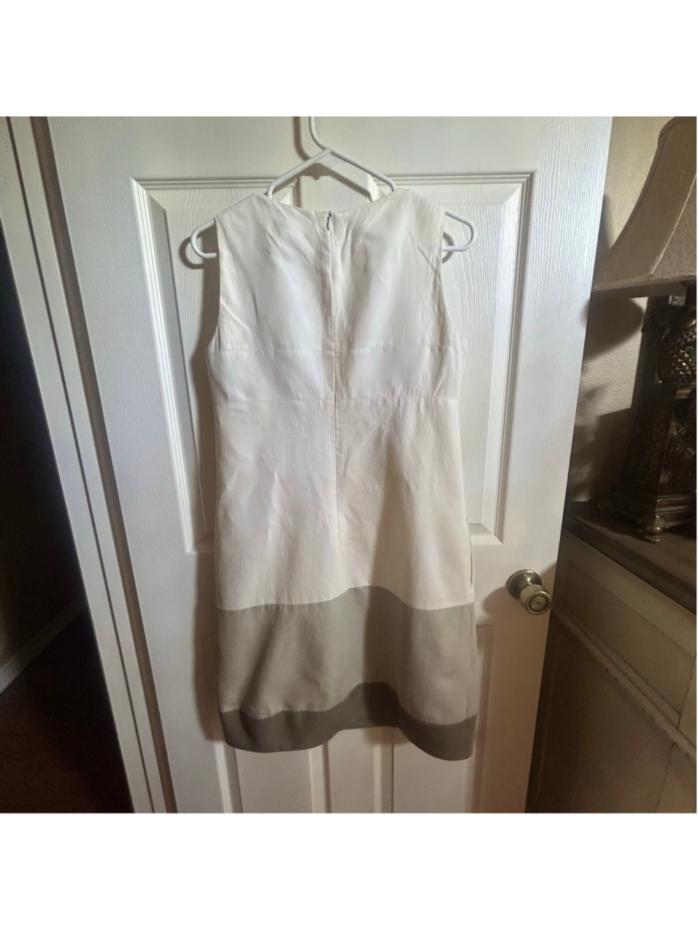 Max Mara Linen Cotton Dress Womens 8 Colorblock Shift Embellished Jewel Neck - Picture 3 of 9
